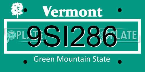 9SI286 Vermont License Plate