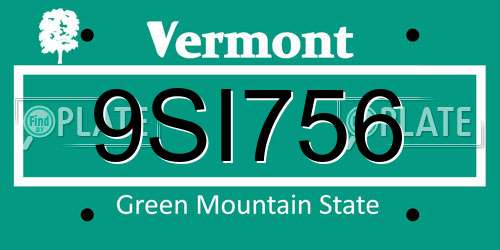 9SI756 Vermont License Plate
