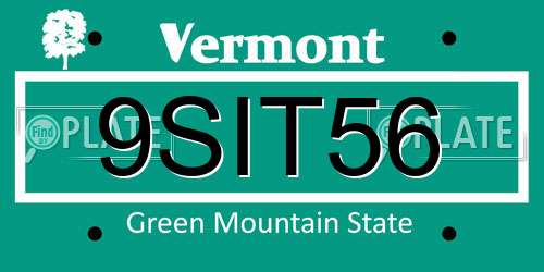 9SIT56 Vermont License Plate