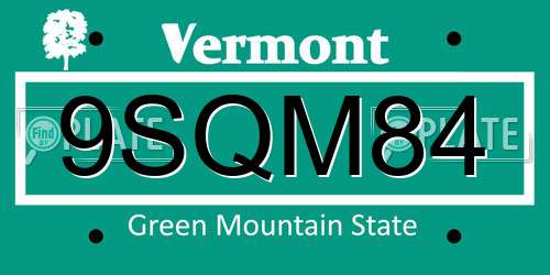 9SQM84 Vermont License Plate