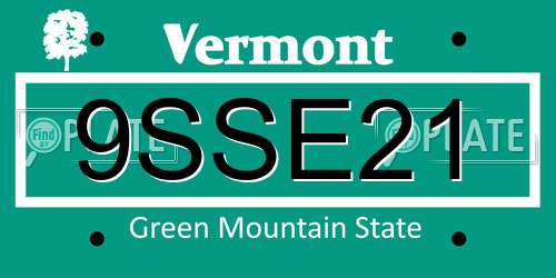 9SSE21 Vermont License Plate