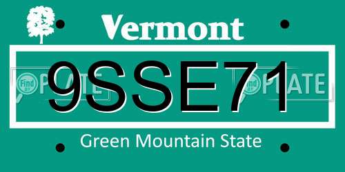 9SSE71 Vermont License Plate