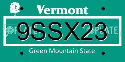 9SSX23 Vermont License Plate