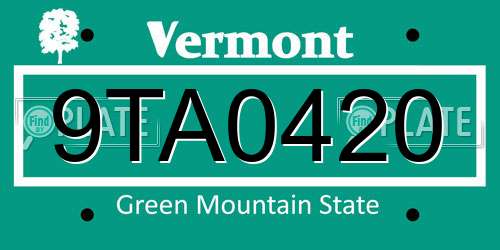 9TA0420 Vermont License Plate