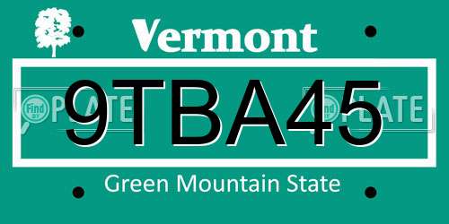 9TBA45 Vermont License Plate