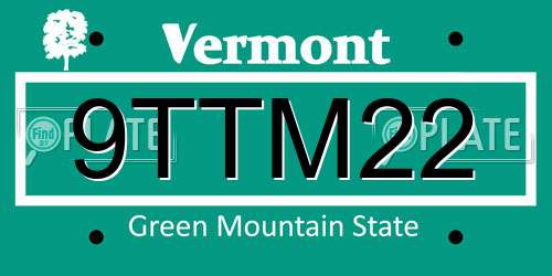 9TTM22 Vermont License Plate