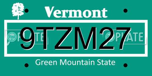 9TZM27 Vermont License Plate