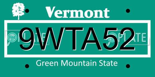 9WTA52 Vermont License Plate