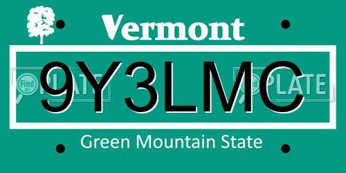 9Y3LMC Vermont License Plate