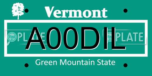 A00DIL Vermont License Plate