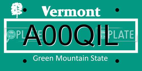 A00QIL Vermont License Plate