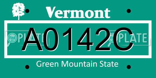 A0142C Vermont License Plate
