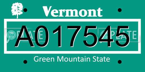 A017545 Vermont License Plate