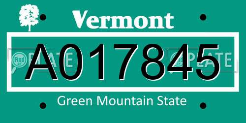 A017845 Vermont License Plate