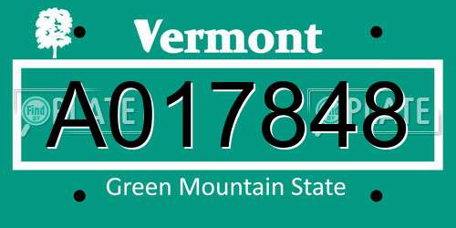 A017848 Vermont License Plate