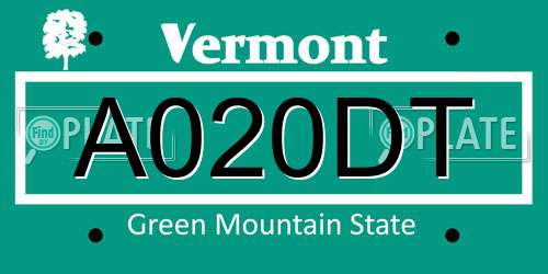 A020DT Vermont License Plate