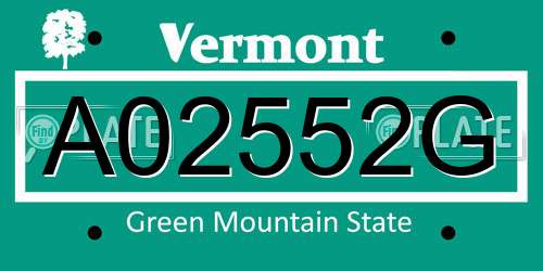 A02552G Vermont License Plate