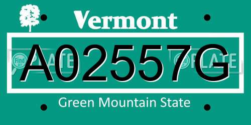 A02557G Vermont License Plate
