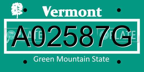 A02587G Vermont License Plate