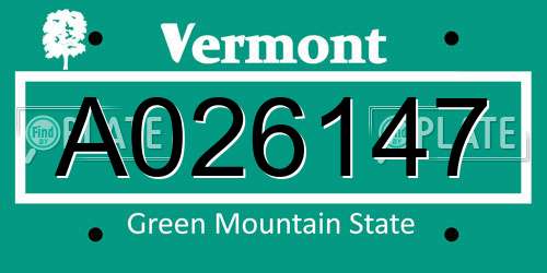 A026147 Vermont License Plate