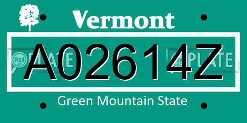 A02614Z Vermont License Plate