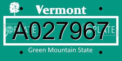 A027967 Vermont License Plate