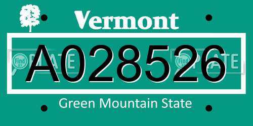 A028526 Vermont License Plate
