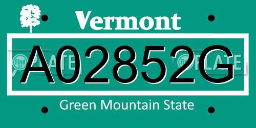 A02852G Vermont License Plate