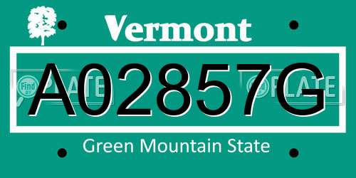 A02857G Vermont License Plate