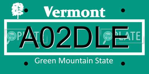 A02DLE Vermont License Plate