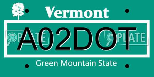 A02DOT Vermont License Plate