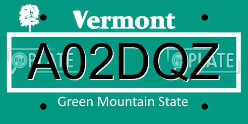 A02DQZ Vermont License Plate