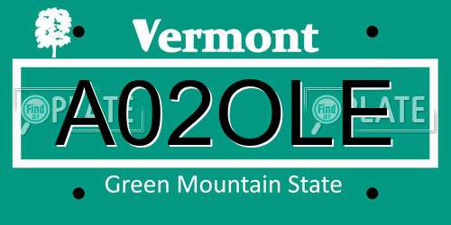 A02OLE Vermont License Plate