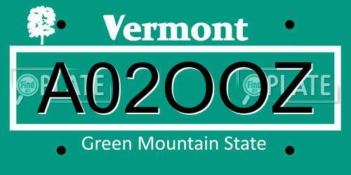 A02OOZ Vermont License Plate