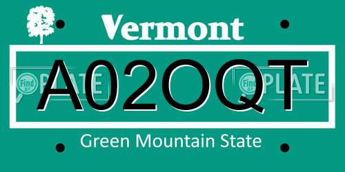 A02OQT Vermont License Plate