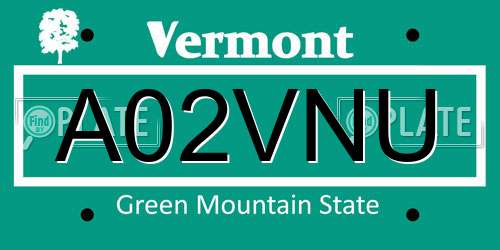 A02VNU Vermont License Plate