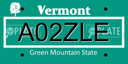 A02ZLE Vermont License Plate