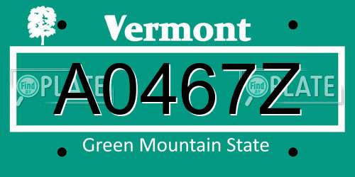 A0467Z Vermont License Plate