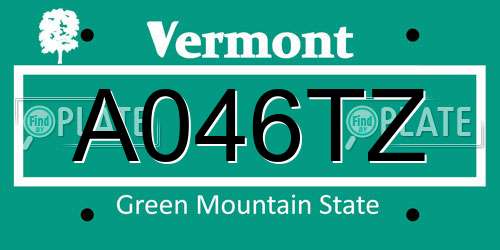 A046TZ Vermont License Plate