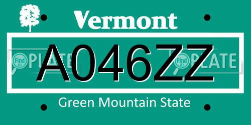 A046ZZ Vermont License Plate