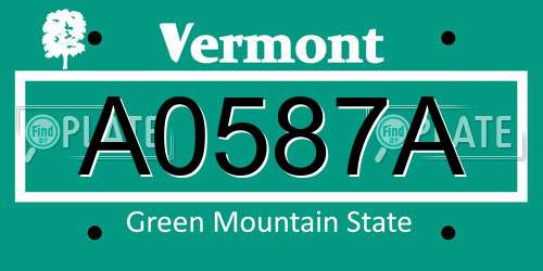 A0587A Vermont License Plate