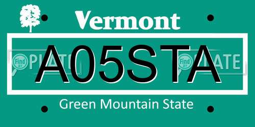 A05STA Vermont License Plate