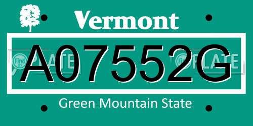 A07552G Vermont License Plate
