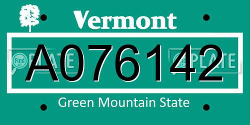 A076142 Vermont License Plate