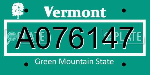 A076147 Vermont License Plate