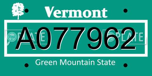 A077962 Vermont License Plate