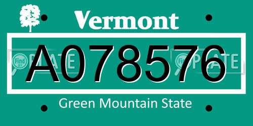 A078576 Vermont License Plate
