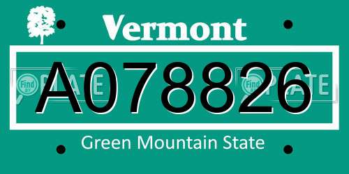 A078826 Vermont License Plate
