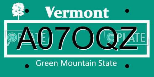 A07OQZ Vermont License Plate