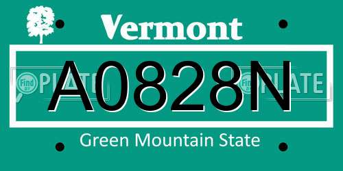 A0828N Vermont License Plate